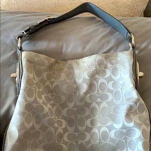 Coach shoulder bag, silver/gray